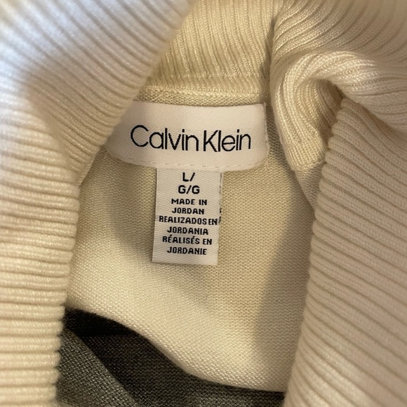 Calvin Klein tri-colored long sleeve turtleneck sweater size large - Picture 5 of 7